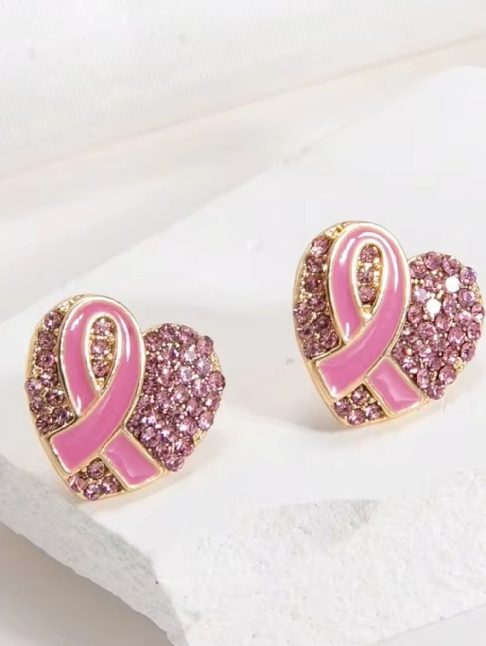 Pink Ribbon Breast Cancer Awareness Earrings. New
